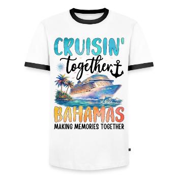Cruisin Together Bahamas - Men's Ringer Shirt - white/black - Front - AI Model Female 172 light (172cm) & AI Model Male 178 dark (178cm)
