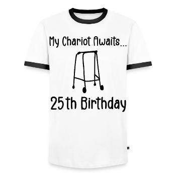 25th Birthday Party Funny 25 Years Old Birthday - T-shirt contrasté Homme - blanc/noir - Devant - AI Model Female 172 light (172cm) & AI Model Male 178 dark (178cm)