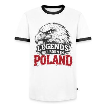 Polen Legende: Weißer Adler – Stolz & Tradition - Männer Kontrast-T-Shirt - Weiß/Schwarz - Vorne - AI Model Female 172 light (172cm) & AI Model Male 178 dark (178cm)