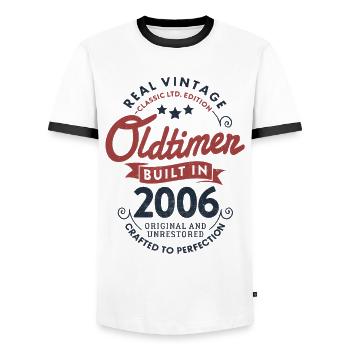 Vintage 2006 Oldtimer 20. Geburtstag - Männer Kontrast-T-Shirt - Weiß/Schwarz - Vorne - AI Model Female 172 light (172cm) & AI Model Male 178 dark (178cm)