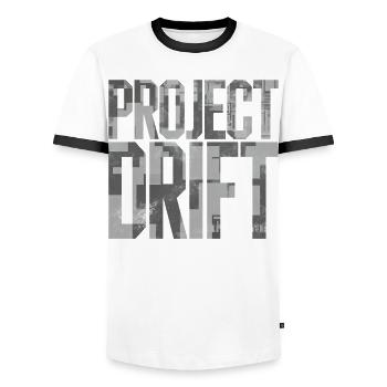 Protect Drift Shirt für Männer Streetwear - Männer Kontrast-T-Shirt - Weiß/Schwarz - Vorne - AI Model Female 172 light (172cm) & AI Model Male 178 dark (178cm)