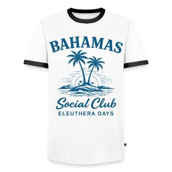 Journées du Bahamas Social Club Eleuthera - T-shirt contrasté Homme - blanc/noir - Devant - AI Model Female 172 light (172cm) & AI Model Male 178 dark (178cm)