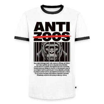 Save Animals Shirt Gorilla Animal Welfare - Men's Ringer Shirt - white/black - Front - AI Model Female 172 light (172cm) & AI Model Male 178 dark (178cm)