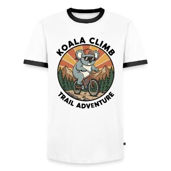 Koala_Climb_Trail_Adventure_VTT - Männer Kontrast-T-Shirt - Weiß/Schwarz - Vorne - AI Model Female 172 light (172cm) & AI Model Male 178 dark (178cm)