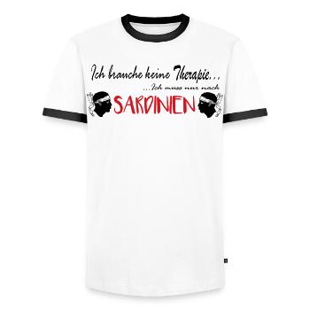 Sardinien, ich brauch keine Therapie - Männer Kontrast-T-Shirt - Weiß/Schwarz - Vorne - AI Model Female 172 light (172cm) & AI Model Male 178 dark (178cm)