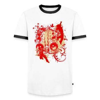 Red DJ Sound Splash - Men's Ringer Shirt - white/black - Front - AI Model Female 172 light (172cm) & AI Model Male 178 dark (178cm)