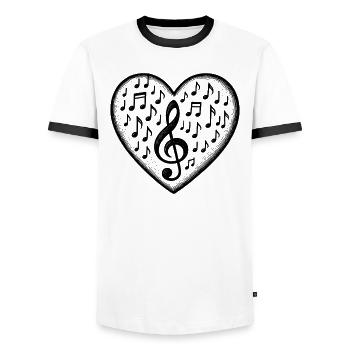 Musique Clé de cœur son d’amour - T-shirt contrasté Homme - blanc/noir - Devant - AI Model Female 172 light (172cm) & AI Model Male 178 dark (178cm)