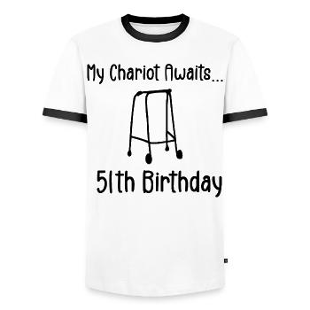 51. Geburtstagsparty Lustiger 51-jähriger Geburtstag - Männer Kontrast-T-Shirt - Weiß/Schwarz - Vorne - AI Model Female 172 light (172cm) & AI Model Male 178 dark (178cm)
