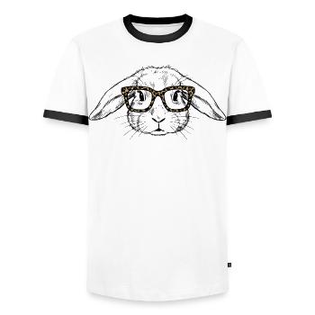Cute Bunny - Men's Ringer Shirt - white/black - Front - AI Model Female 172 light (172cm) & AI Model Male 178 dark (178cm)