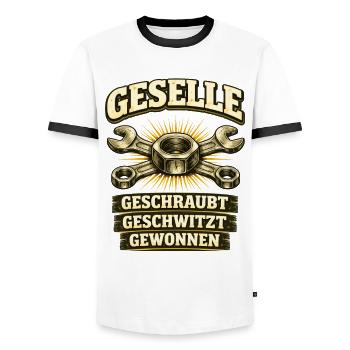 Geselle Gesellenprüfung bestanden Ausbildung - Männer Kontrast-T-Shirt - Weiß/Schwarz - Vorne - AI Model Female 172 light (172cm) & AI Model Male 178 dark (178cm)