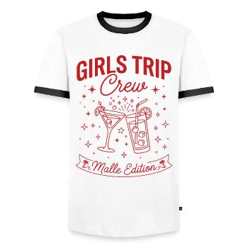 Fête de vacances de la Girls Trip Crew - T-shirt contrasté Homme - blanc/noir - Devant - AI Model Female 172 light (172cm) & AI Model Male 178 dark (178cm)