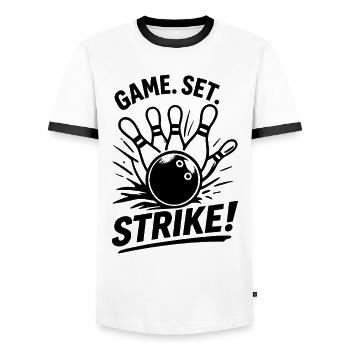 Ensemble de jeu : Strike Bowling Champion Sport Look - T-shirt contrasté Homme - blanc/noir - Devant - AI Model Female 172 light (172cm) & AI Model Male 178 dark (178cm)