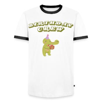 Birthday Crew - Men's Ringer Shirt - white/black - Front - AI Model Female 172 light (172cm) & AI Model Male 178 dark (178cm)