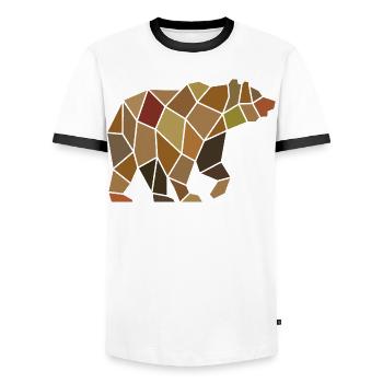 Geometric Bear from Mosaic Polygon - Men's Ringer Shirt - white/black - Front - AI Model Female 172 light (172cm) & AI Model Male 178 dark (178cm)