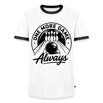 Un jeu de plus : toujours un sport de quilles - T-shirt contrasté Homme - blanc/noir - Devant - AI Model Female 172 light (172cm) & AI Model Male 178 dark (178cm)