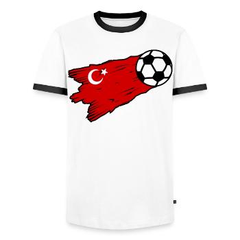 Turkish Flag Football Graphic - Men's Ringer Shirt - white/black - Front - AI Model Female 172 light (172cm) & AI Model Male 178 dark (178cm)