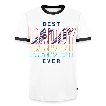 Best Dad Ever Retro Shirt - Men's Ringer Shirt - white/black - Front - AI Model Female 172 light (172cm) & AI Model Male 178 dark (178cm)