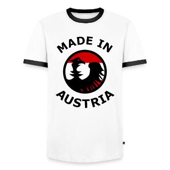 Fans from Austria - Men's Ringer Shirt - white/black - Front - AI Model Female 172 light (172cm) & AI Model Male 178 dark (178cm)