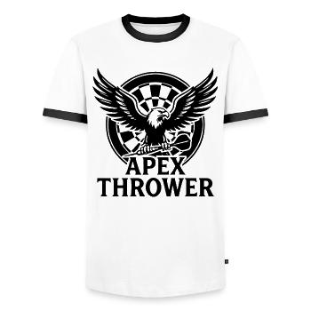 Darts Apex Thrower - Männer Kontrast-T-Shirt - Weiß/Schwarz - Vorne - AI Model Female 172 light (172cm) & AI Model Male 178 dark (178cm)