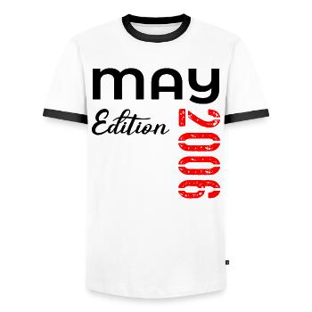 21th Birthday May 2006 - Men's Ringer Shirt - white/black - Front - AI Model Female 172 light (172cm) & AI Model Male 178 dark (178cm)