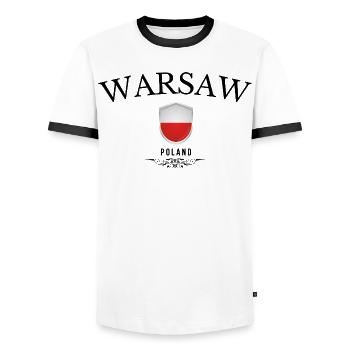 Souvenir Warschau, elegantes Design Warschau - Männer Kontrast-T-Shirt - Weiß/Schwarz - Vorne - AI Model Female 172 light (172cm) & AI Model Male 178 dark (178cm)