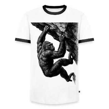 Gorille réaliste : Bloc et force de prise - T-shirt contrasté Homme - blanc/noir - Devant - AI Model Female 172 light (172cm) & AI Model Male 178 dark (178cm)