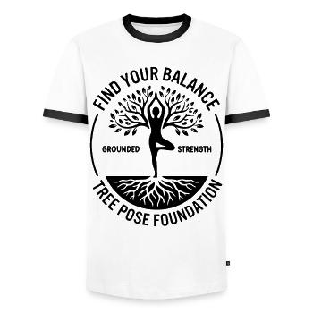 Yoga Find Your Balance Mindfulness - Men's Ringer Shirt - white/black - Front - AI Model Female 172 light (172cm) & AI Model Male 178 dark (178cm)