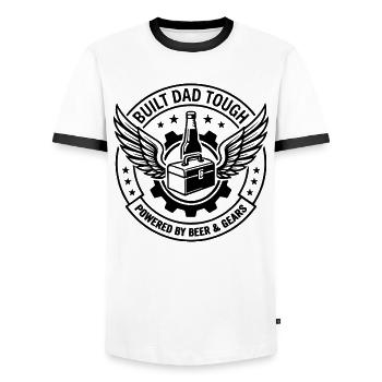 Papa Fort pour la fête des pères - T-shirt contrasté Homme - blanc/noir - Devant - AI Model Female 172 light (172cm) & AI Model Male 178 dark (178cm)