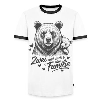Bear Dad & Child Baby – Two Are Also a Family - Men's Ringer Shirt - white/black - Front - AI Model Female 172 light (172cm) & AI Model Male 178 dark (178cm)