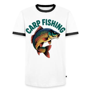 Pêche à la carpe - T-shirt contrasté Homme - blanc/noir - Devant - AI Model Female 172 light (172cm) & AI Model Male 178 dark (178cm)