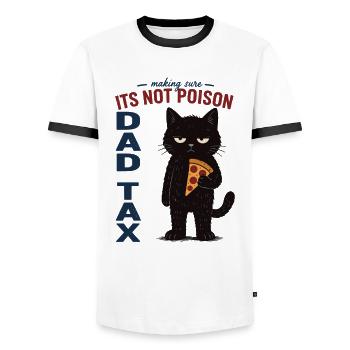 Dad Tax Shirt Funny Cat Pizza Gift - Men's Ringer Shirt - white/black - Front - AI Model Female 172 light (172cm) & AI Model Male 178 dark (178cm)