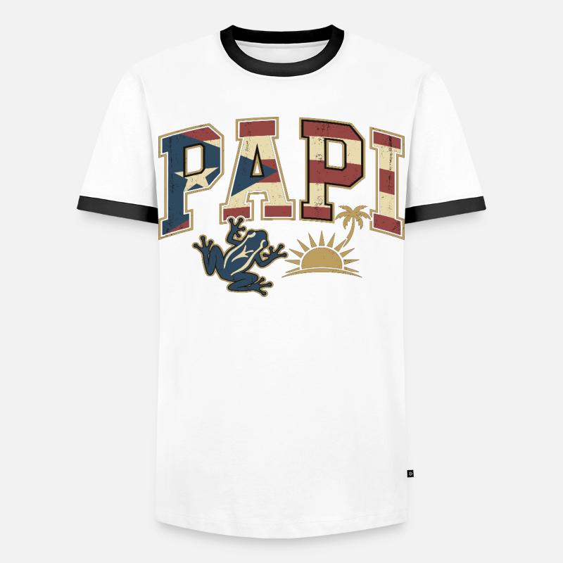 Papi Puerto Rico Flag - Men's Ringer Shirt - white/black