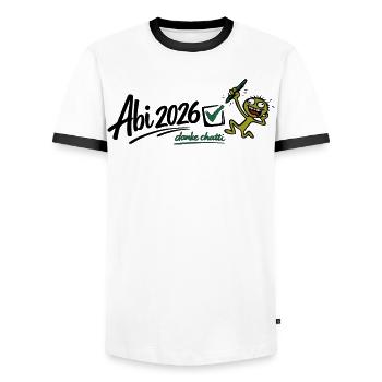 Abi 2026 - Danke Chatti! - Männer Kontrast-T-Shirt - Weiß/Schwarz - Vorne - AI Model Female 172 light (172cm) & AI Model Male 178 dark (178cm)