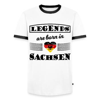 Red Golden Saxon Shield - Men's Ringer Shirt - white/black - Front - AI Model Female 172 light (172cm) & AI Model Male 178 dark (178cm)