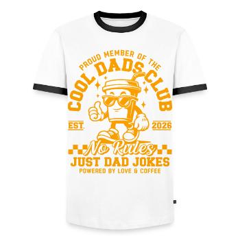 Dad 2026 Gift - Cool Dads Club - Men's Ringer Shirt - white/black - Front - AI Model Female 172 light (172cm) & AI Model Male 178 dark (178cm)