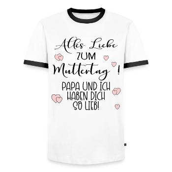 Muttertag Papa Mama - Männer Kontrast-T-Shirt - Weiß/Schwarz - Vorne - AI Model Female 172 light (172cm) & AI Model Male 178 dark (178cm)