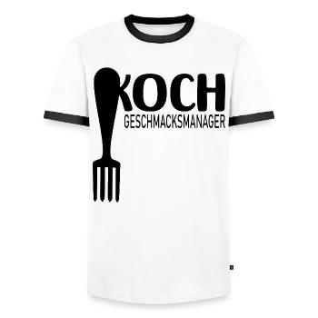 Geschmacksmanager Papa Koch - Männer Kontrast-T-Shirt - Weiß/Schwarz - Vorne - AI Model Female 172 light (172cm) & AI Model Male 178 dark (178cm)