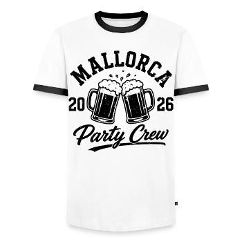 Mallorca 2026 Party Crew Beer Beer Beer - Men's Ringer Shirt - white/black - Front - AI Model Female 172 light (172cm) & AI Model Male 178 dark (178cm)