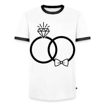 Wedding rings - Men's Ringer Shirt - white/black - Front - AI Model Female 172 light (172cm) & AI Model Male 178 dark (178cm)