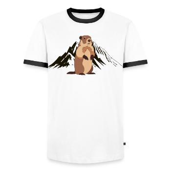 Alpine Marmot Adventure - Men's Ringer Shirt - white/black - Front - AI Model Female 172 light (172cm) & AI Model Male 178 dark (178cm)