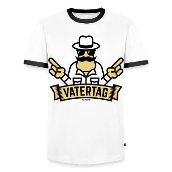 Vatertag Handzeichen (Männertag / Herrentag / 2C) - Männer Kontrast-T-Shirt - Weiß/Schwarz - Vorne - AI Model Female 172 light (172cm) & AI Model Male 178 dark (178cm)