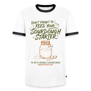 sourdough Starter Bread Baking Baker Era Local - Männer Kontrast-T-Shirt - Weiß/Schwarz - Vorne - AI Model Female 172 light (172cm) & AI Model Male 178 dark (178cm)