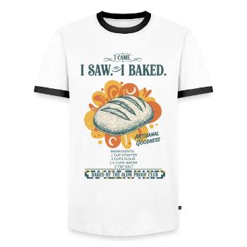 sourdough bread baking baker sourdough starter - Men's Ringer Shirt - white/black - Front - AI Model Female 172 light (172cm) & AI Model Male 178 dark (178cm)