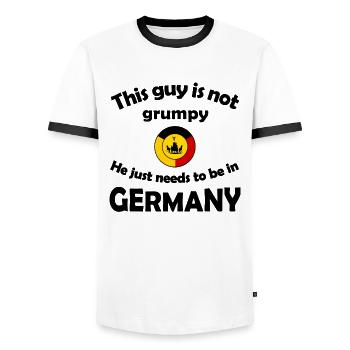 German Colour Ring Coat of Arms - Men's Ringer Shirt - white/black - Front - AI Model Female 172 light (172cm) & AI Model Male 178 dark (178cm)
