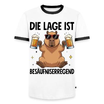 Die Lage Ist Besäufniserregend - Männer Kontrast-T-Shirt - Weiß/Schwarz - Vorne - AI Model Female 172 light (172cm) & AI Model Male 178 dark (178cm)