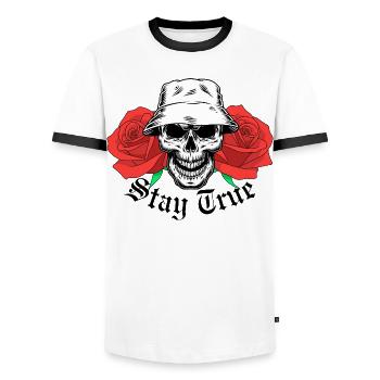 Reste True Skull - T-shirt contrasté Homme - blanc/noir - Devant - AI Model Female 172 light (172cm) & AI Model Male 178 dark (178cm)