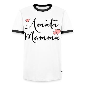 Italy Beloved Mom - Men's Ringer Shirt - white/black - Front - AI Model Female 172 light (172cm) & AI Model Male 178 dark (178cm)