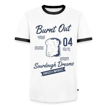 Pain au levain au pain au levain Rêves brûlés - T-shirt contrasté Homme - blanc/noir - Devant - AI Model Female 172 light (172cm) & AI Model Male 178 dark (178cm)