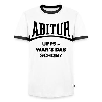 Abitur: Upps – War’s Das Schon? (Konkav / Black) - Männer Kontrast-T-Shirt - Weiß/Schwarz - Vorne - AI Model Female 172 light (172cm) & AI Model Male 178 dark (178cm)