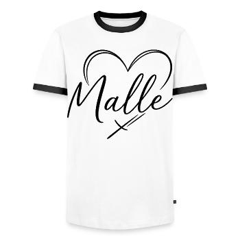 Malle Heart Lettering - Men's Ringer Shirt - white/black - Front - AI Model Female 172 light (172cm) & AI Model Male 178 dark (178cm)